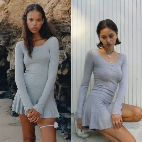 Frankies Bikinis‎ NEW Claude Lightweight Knit Long Sleeve Dress XL Spring - Picture 1 of 6